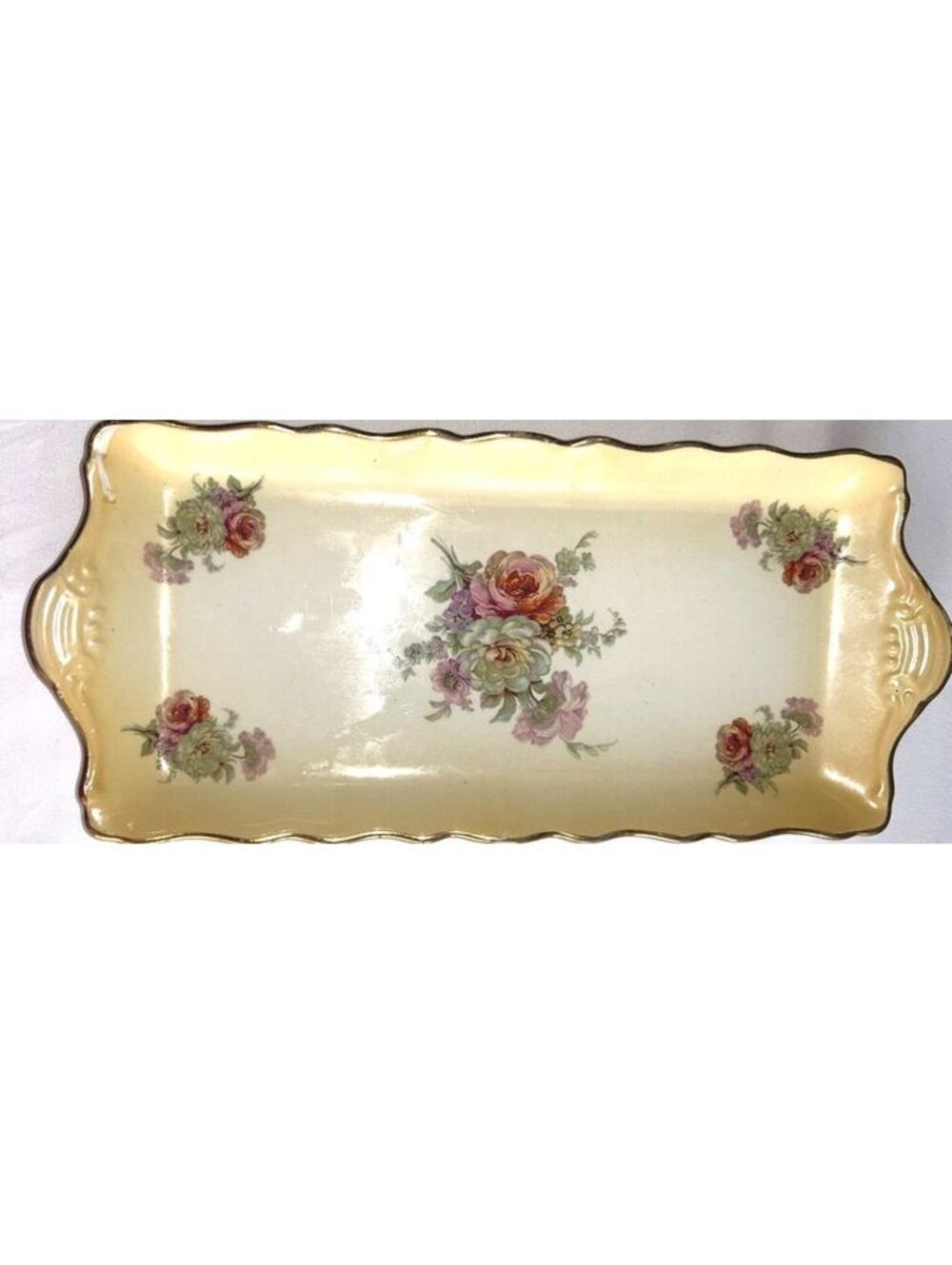 Vintage Floral Serving Tray 11" Old Foley James Kent Staffordshire England
